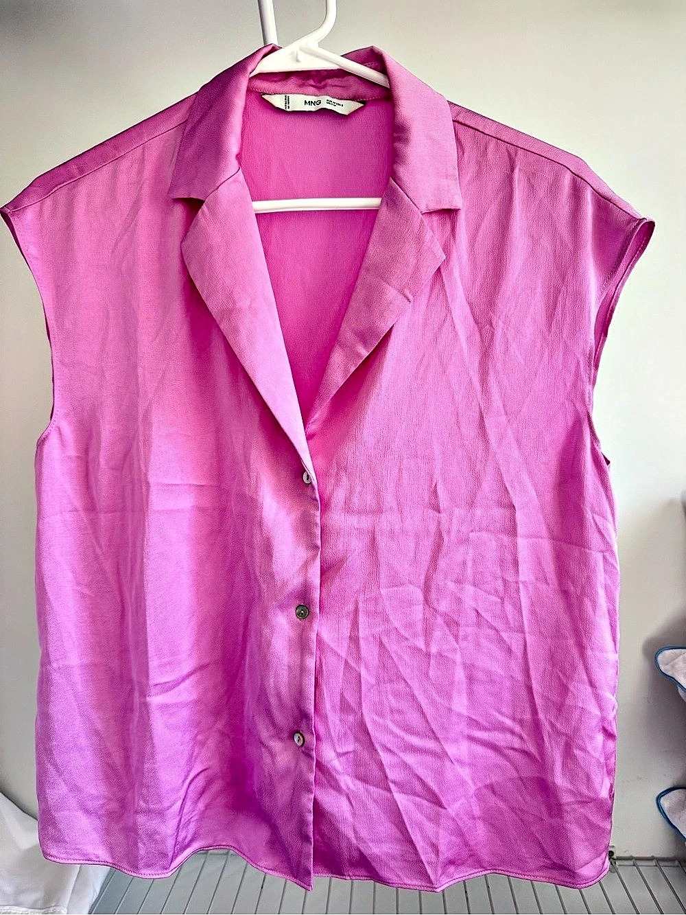 Mango Pink Sleeveless Button Front Top